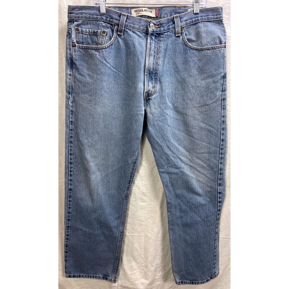 Levis 505 Regular Fit Mens Jeans Vintage W38 L30 Light Wash Blue Denim Pants - Picture 2 of 11